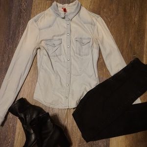 2/$10 H&M Light Blue Denim Shirt- Button Up